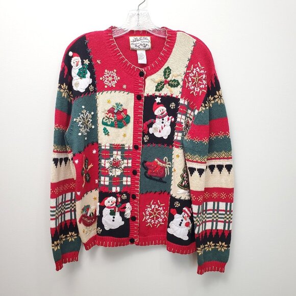 Heirloom Collectibles Sweater Cardigan Sz L Christmas Holiday Retro Vintage Y2K - Picture 5 of 16